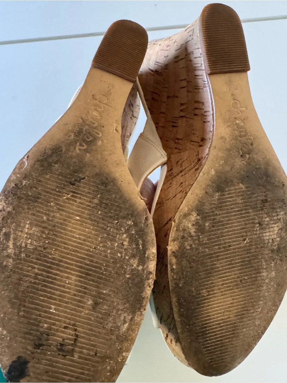Charles David White Crisscross Cork Platform Wedge Sandals
